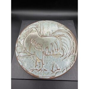 🐓 Vintage Frankoma 94TR Rooster Ceramic Trivet – Brown Glaze – EUC ✨